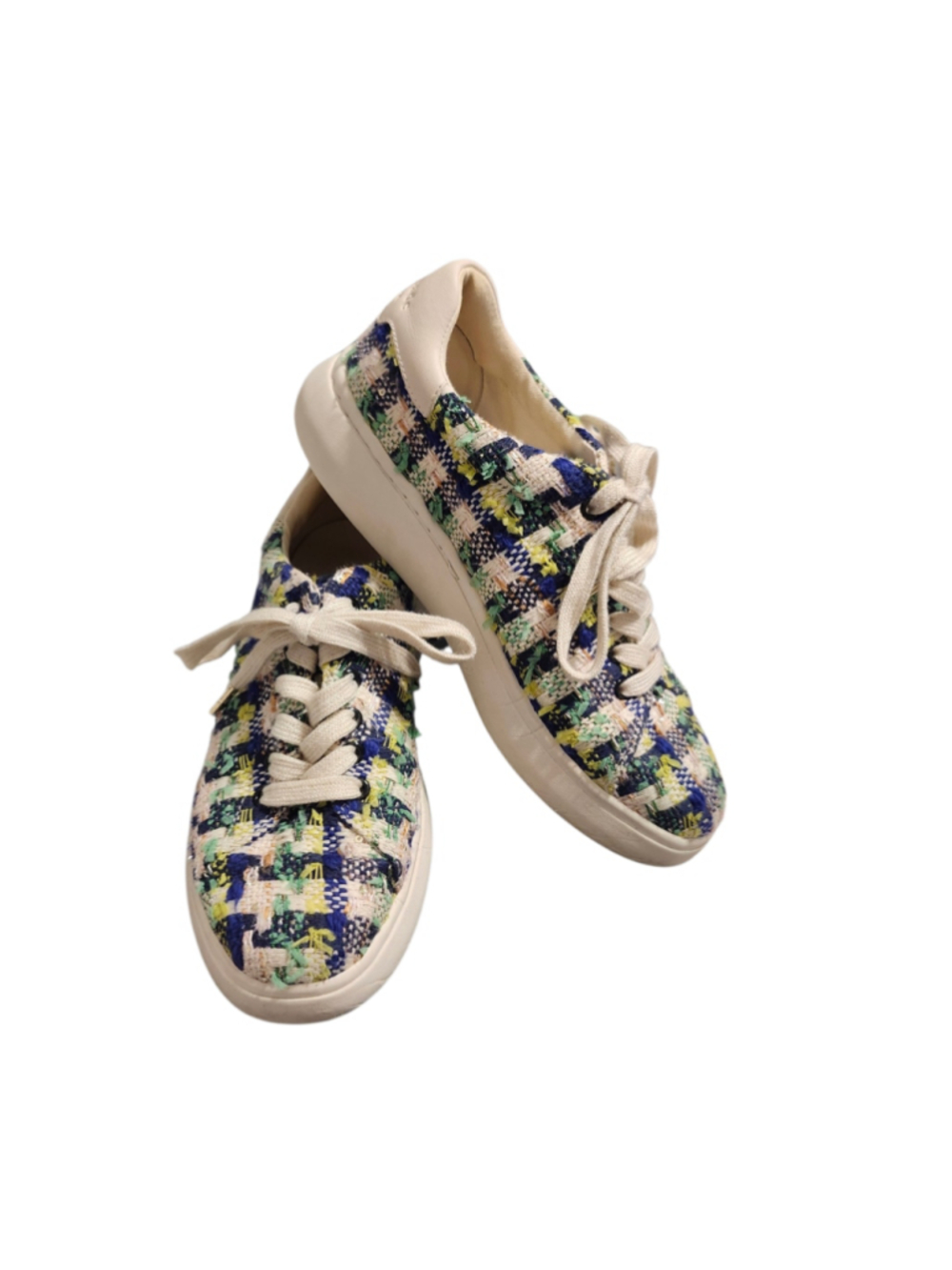 Kate Spade Lift Juniper Plaid Tweed Platform Sneakers Lace Up Size 7